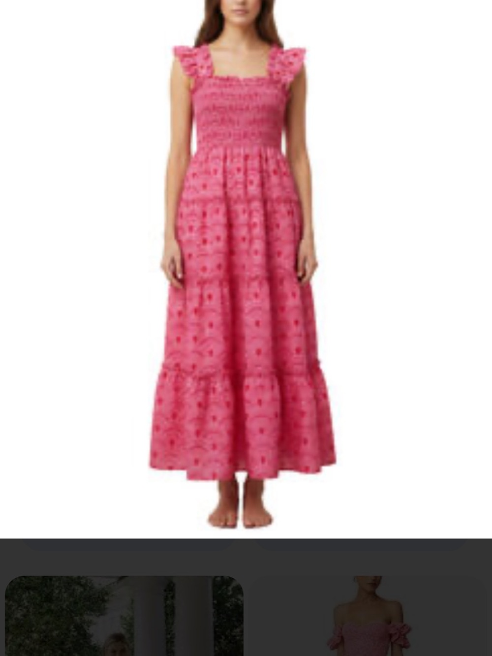 J. Marie Smocked Pink Maxi Dress with Ruffled Straps